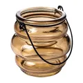 Produktbild: Glaslaterne mit Henkel 8cm. Teelichthalter Windlicht Kerzenhalter Kerzenglas (Haselnuss)