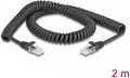 Produktbild: DeLOCK RJ45 Spiralkabel Stecker zu Stecker Cat.5e 2 m schwarz
