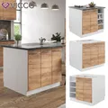 Produktbild: Kücheninsel Küchenblock Einbauküche Fame-Line Weiß Eiche 90 cm modern Vicco