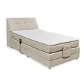 Produktbild: CARPINO Boxspringbett 120x200 elektrisch verstellbar, Creme - Bequemes Einzelbett mit dekorativer Steppung und Komfortschaum Topper - 120 x 110 x 234 cm (B/H/T)