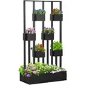 Produktbild: Outsunny Blumenkasten, Hochbeet, Pflanzkasten mit Rankhilfe, Modulares Design, Wand-Gemüsebeet für Terrasse, Balkon, Massivholz, Schwarz, 90 x 45... - Schwarz