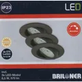 Produktbild: Briloner 7296-031 LED Einbauleuchten Set Eisengrau rund 3x6,5W IP23 schwenkbar