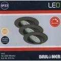 Produktbild: Briloner 7296-031 LED Einbauleuchten Set Eisengrau rund 3x6,5W IP23 schwenkbar