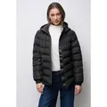 Produktbild: Steppjacke STREET ONE, Damen, Gr. 38, schwarz, Stoff, Obermaterial: 100% Polyester; Futter: 100% Nylon; Füllung: 100% Polyester, unifarben, normal hüftlang, ohne Ausschnitt, elastischer Bund, Jacken Steppjacke, mit Kapuze mit Tunnelzugband