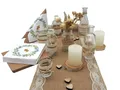 Produktbild: ZauberDeko Tischdeko Herz Gold Eukalyptus Holz Creme Natur Braun Spitze Hochzeit 20 Personen