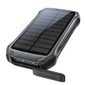 Produktbild: Boompods Neutron Solar-Powerbank 10000mAh - tragbares Ladegerät mit Solarpanel & LED-Taschenlampe, IPX4 wasserdichte Outdoor Akkubank mit 2 USB-Anschlüssen für Handy, Tablets und Camping, Schwarz