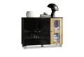 Produktbild: Vladon Sideboard Denjo (Kommode, mit 3 Türen), Schwarz matt&glänzend/Eiche Natur mit Beleuchtung (107x81x35 cm)