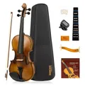 Produktbild: 4/4 Violine Geige für Erwachsene aus Massivholz Geigenset mit Hartschalenkoff...