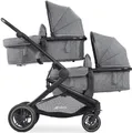 Produktbild: Hauck Geschwisterwagen Atlantic Twin, melange grey, mit schwenk- und feststellbaren Vorderrädern