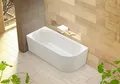 Produktbild: OTTOFOND Badewanne Mince Corner XS rechts 155 cm weiß, (1-tlg), inkl. Ablaufgarnitur, Schlitzüberlauf, Fußgestell, schmale Wannenkante