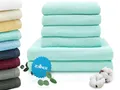 Produktbild: ZOLLNER Handtuch Set aus 4 Handtücher 50x100 cm & 2 Duschtücher 70x140 cm - saugstarke und weiche Tücher in Mint - mit praktischem Aufhänger - waschbar bis 60°C - Baumwolle - Hotelqualität