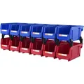 Produktbild: VEVOR 12er-Set Sichtlagerboxen Stapelboxen Stapelkisten Lagerkästen Blau/Rot