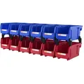 Produktbild: VEVOR 12er-Set Sichtlagerboxen Stapelboxen Stapelkisten Lagerkästen Blau/Rot