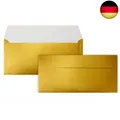 Produktbild: 100 Gold-Metallic Brief-Umschläge DIN Lang - 11 x 22 cm - Haftklebung -