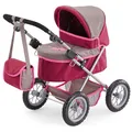 Produktbild: Bayer Design 13078AA Puppenwagen Trendy, höhenverstellbar, zusammenklappbar, mit Umhängetasche und integriertem Einkaufskorb, 67 x 41 x 67 cm, Grau/Pink