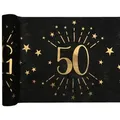 Produktbild: 50. Geburtstag schwarz gold Tischläufer 5 m x 30 cm Zahl 50