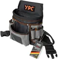 Produktbild: YPC Presto Werkzeug Gürteltasche XL – Werkzeuggürtel, Arbeitsgürtel, wasserfeste Werkzeugtasche mit Hammerschlaufe, reißfester Nylongürtel, 12 Taschen, Grau-Schwarz, 27x21x13cm – 5 kg Tragkraft