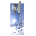 Produktbild: 30 Bestecktaschen mit Serviette Winter marmoriert 20 cm