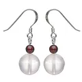 Produktbild: Ohrringe Ohrhänger aus Rosenquarz & Granat & 925 Silber rose dunkelrot Damen