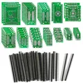 Produktbild: KeeYees 12 Typen SMD zu DIP Adapter Platine PCB Prototype Kit SOP8 SOP10 SOP14 SOP16 SOP20 SOP24 SOP28 0402/0603/0805 SMT SOT89/SOT223 TQFP100 QFN32 QFN44/48 mit 40 Stück 2,54mm Stiftleiste