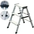Produktbild: Doppelleiter Krause Dopplo 2x3 Stufen beidseitig besteigbare Trittleiter 120328