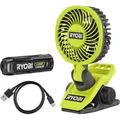 Produktbild: Ryobi - Rcf4-120g Tragbarer Ventilator-akku 4v 810fpm Ø 9 Cm Usb-c 1 X 2,0 Ah