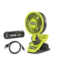 Produktbild: Ryobi Akku-Clip-Ventilator 4V Lüfter mit 1x2,0 Ah Akku USB-C Ladekabel RCF4-120G
