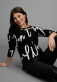 Produktbild: Laura Scott Jacquardpullover Feinstrickpullover mit femininem Lettering