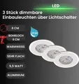 Produktbild: 3 x Briloner LED Einbauleuchte Set Alu rund Ø8cm IP44 3 x 4,5W 470lm warmweiß 3000K 3-Stufen-Dimmbar