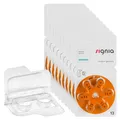 Produktbild: 60 Siemens Signia Hörgerätebatterien PR48 orange 13 + Transportbox für 2 Zellen