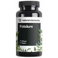 Produktbild: natural elements Folsäure – 400 Tabletten – 400mcg pro Tagesdosis – Kinderwunsch und Schwangerschaft