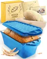 Produktbild: KRUSTENZAUBER Emaille Brotbackfrom mit Deckel inkl. Gärkorb - Robuste 28cm Backform aus Gusseisen - Ideal als Kastenform, Toastbrot Backform, Brotform, Gusseisen Topf Brot backen Zubehör, Brottopf