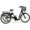 Produktbild: SachsenRad T3A Trio II Lastenrad mit Alarmanlage, Elektro Dreirad Klapprad, 2026 Edition, mit 7-Gang-Kettenschaltung, tiefer Einstieg, faltbar E-Bike - Schwarz