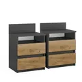 Produktbild: Vicco Nachttisch, Anthrazit, Honigeiche, Holzwerkstoff, 4 Fächer, 2 Schubladen, Rechteckig,Rechteckig, 39.6x59.1x32.3 cm, Schlafzimmer, Nachttische
