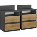 Produktbild: Nachttisch Vicco Monty Anthrazit/Goldkraft Eiche 2er Set, Model 40438 - Dunkelgrau/Braun