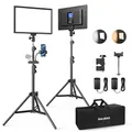 Produktbild: RALENO LED Videoleuchte, 2 Pack 192 LED Sanftes Video Streaming Licht mit 180cm Stativ Handyhalter 8000mAh-Akku 2500-6500K 0-100% Dimmbar Fotolicht CRI95 für YouTube TikTok Fotografie Videobeleuchtung