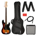 Produktbild: Geniales Precision Bass-Set von Squier in Sunburst mit Verstärker, Gurt und mehr