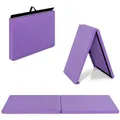 Produktbild: COSTWAY 180x60x5cm Weichbodenmatte, 2 Fach klappbare Gymnastikmatte, Yogamatte mit Klettverschluss und 2 Tragegriffe, Klappmatte, Turnmatte für Gymnastik, Yoga, Fitness und Training (Lila)
