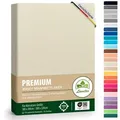 Produktbild: leevitex® Spannbettlaken Premium Spannbettlaken, 97% Mako-Jersey-Baumwolle und 3% Elasthan, Gummizug: rundum, blickdicht, Anti-Pilling, 97% Baumwolle, 3% Elasthan, 40 cm Steg 180 - 200 cm x 200 - 220 cm