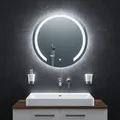 Produktbild: BR Bringer LED Badspiegel Rund - 70cm - Badezimmerspiegel mit Beleuchtung und Anti-Beschlag Funktion - Dimmbar, Energiesparend, 3 Lichtfarben, Touch-Schalter und Speicherfunktion (Modell: BRRS202)