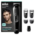 Produktbild: Braun All-In-One Trimmer-Set 3, 6-in-1 Multigroom, Barttrimmer, Haarschneidemaschine für Gesicht und Kopf, 50 Min. Akku, 14 Längen (3–21 mm), MGK3420, Schwarz