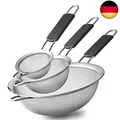 Produktbild: Feines Sieb Küchensieb, 3 Stück 8 12 20 cm Edelstahl Mehlsieb Seiher mit R