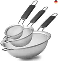 Produktbild: Feines Sieb Küchensieb, 3 Stück 8 16 18 cm Edelstahl Mehlsieb Seiher mit R