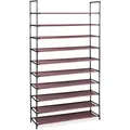 Produktbild: Relaxdays XXL Schuhregal Stecksystem, 10 Ebenen, für 50 Paar Schuhe, Stoff Schuhständer HBT 176,5x99x29,5 cm, bordeaux