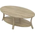 Produktbild: Costway Couchtisch Oval 2-Stöckig 111 x 60,5 x 47 cm Eiche