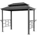 Produktbild: TOOLPORT Grillpavillon 2,8x1,8 m mit Stahldach Wasserdicht UV-beständig inkl. 2 praktischen Seitenablagen in anthrazit - Grau