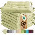 Produktbild: etérea 8er Set Sitzkissen Outdoor 40x40 mit Bändern - Stuhlkissen Minze für Gartenstuhl & Innenbereich - waschbare Sitzauflagen Gartenmöbel - 8 Stück Kissen 40x40 cm - Minze