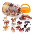 Produktbild: Terra 60-teilig Tierfiguren Sammlung Wildtiere Spielzeug Set – Löwe Tiger Zeb...