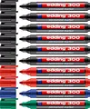 Produktbild: edding 300 Permanentmarker - 10 Stück Bestseller - 4 Farben - Rundspitze 1,5-3 mm - wasserfest, schnelltrocknend - wischfest - für Karton, Kunststoff, Glas, Holz, Metall, Glas