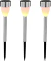 Produktbild: Globo Lighting LED Solarleuchte mit Flacker-Effekt Edelstahl 3er Set